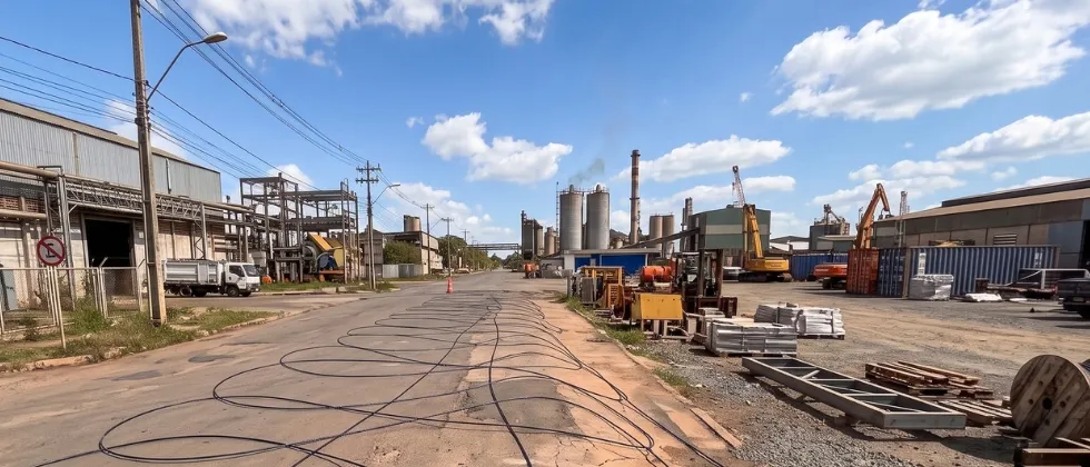 Tendido de fibra óptica en una zona industrial
